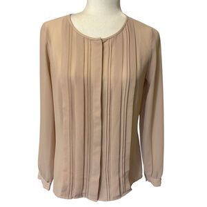 LOFT Dusty Peach Pleated Front Blouse Size SP